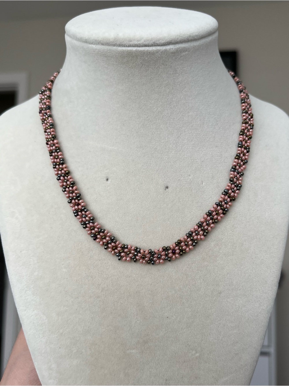 Multicolored Seed Bead Daisy Flower Boho Choker Beaded Necklace 14”